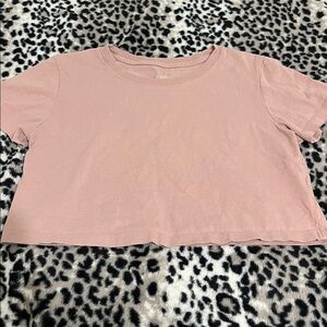 Urban Outfitters Women's Crepe Pink Cropped Tee